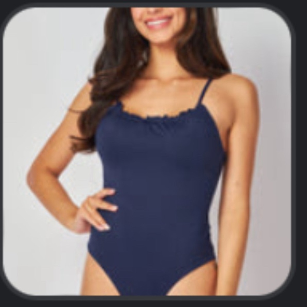 Ruffled Bella Dahl One Piece Swimsuit (Navy) (with Tag)